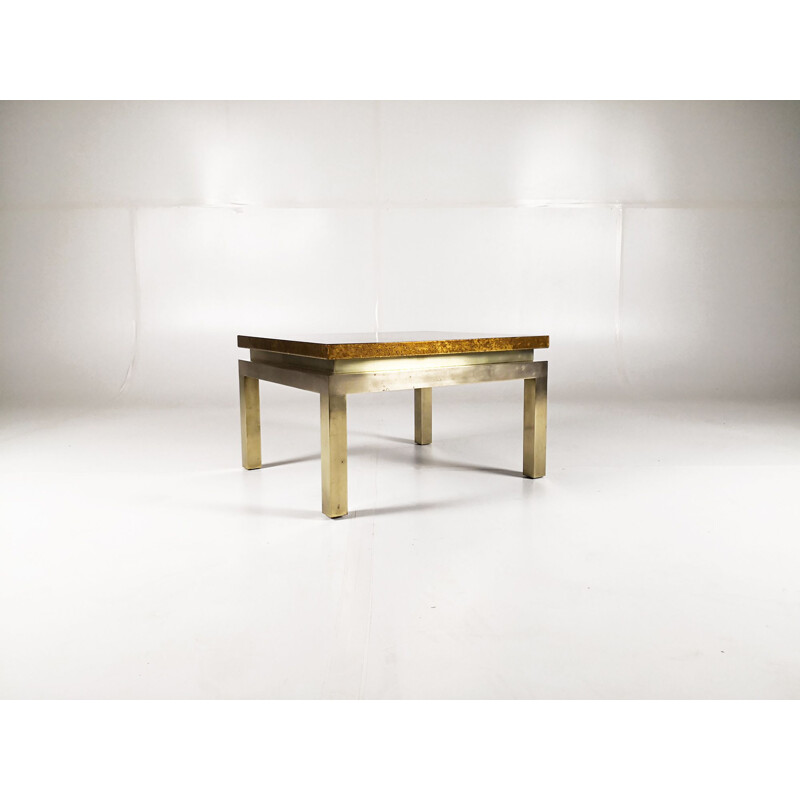 Vintage coffee table for Maison Jansen in wood and brass 1960