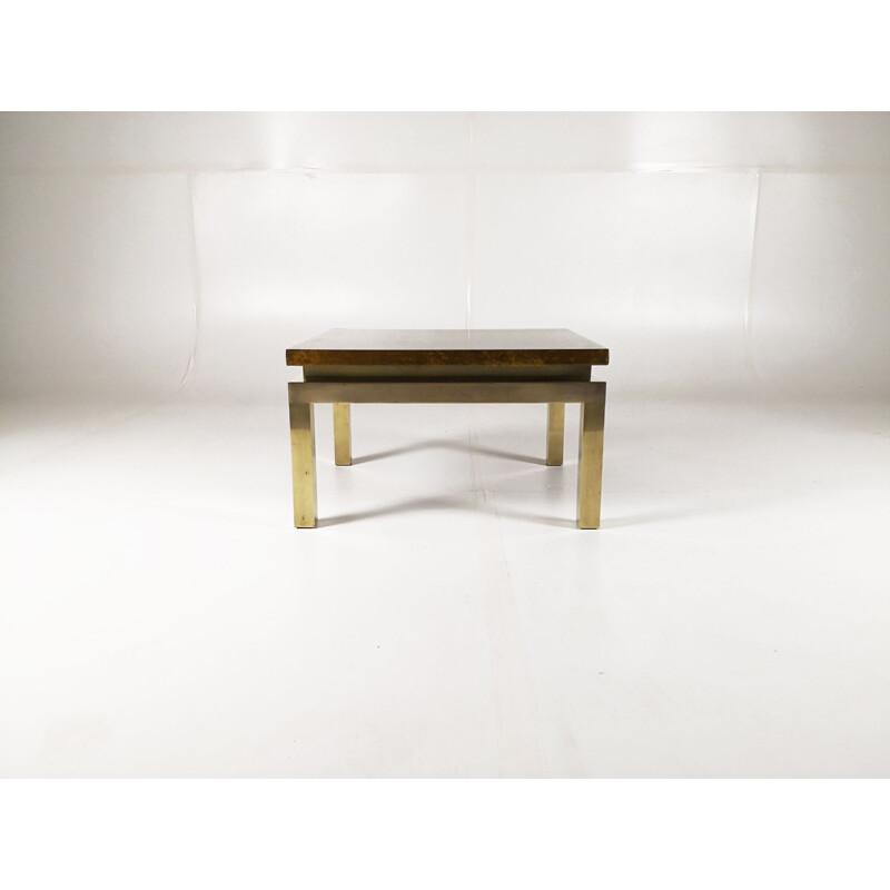 Vintage coffee table for Maison Jansen in wood and brass 1960