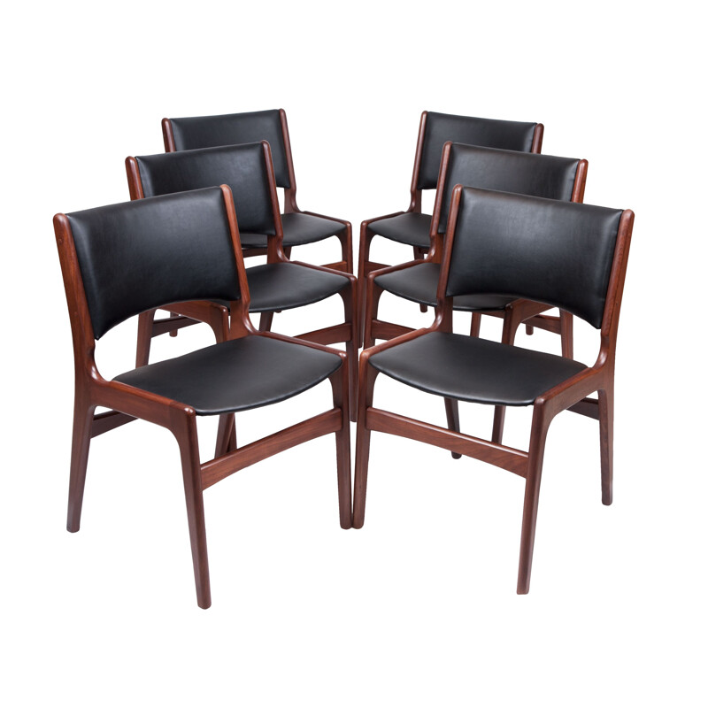 Set of 6 vintage dining chairs by Erik Buch Denmark 1960s