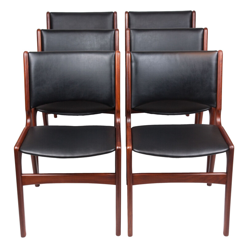 Set of 6 vintage dining chairs by Erik Buch Denmark 1960s