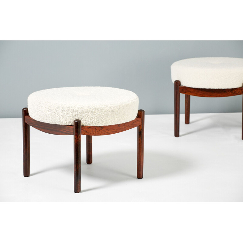 Pair of vintage ottomans in rosewood Denmark 1950s