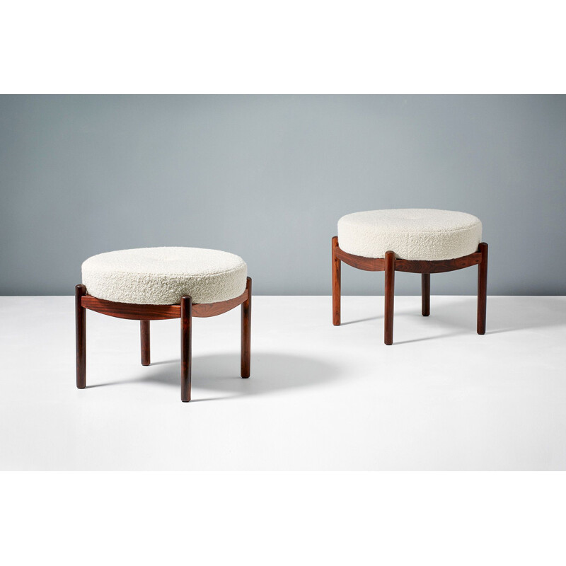 Pair of vintage ottomans in rosewood Denmark 1950s