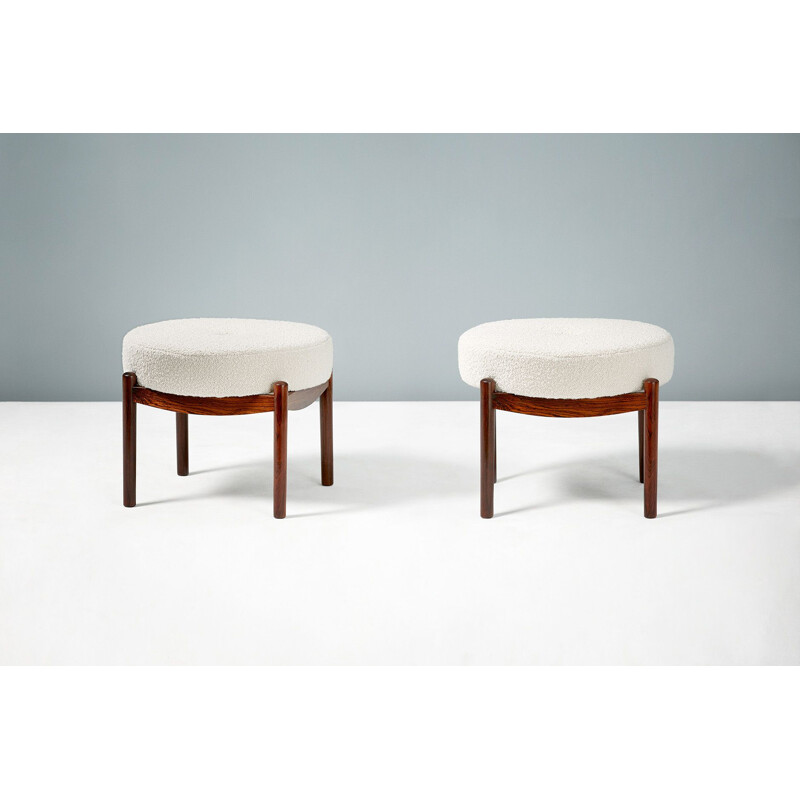 Pair of vintage ottomans in rosewood Denmark 1950s