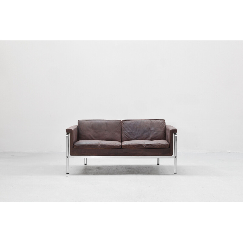 Vintage-Sofa aus braunem Leder von Horst Bràning für Alfred Kill International, Deutschland 1968