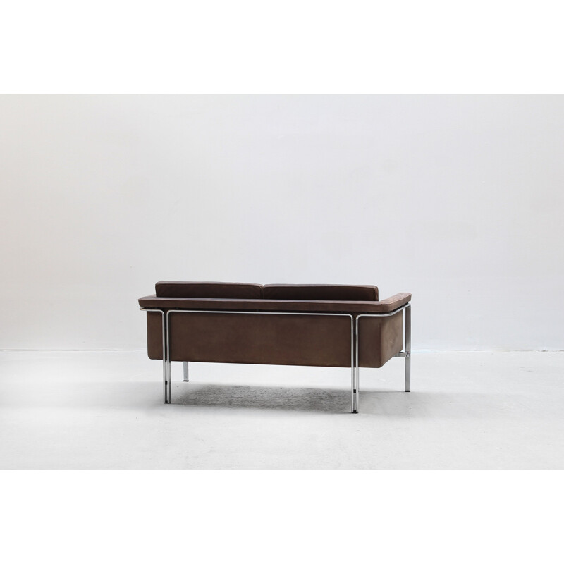 Vintage brown leather sofa by Horst Bràning for Alfred Kill International, Germany 1968