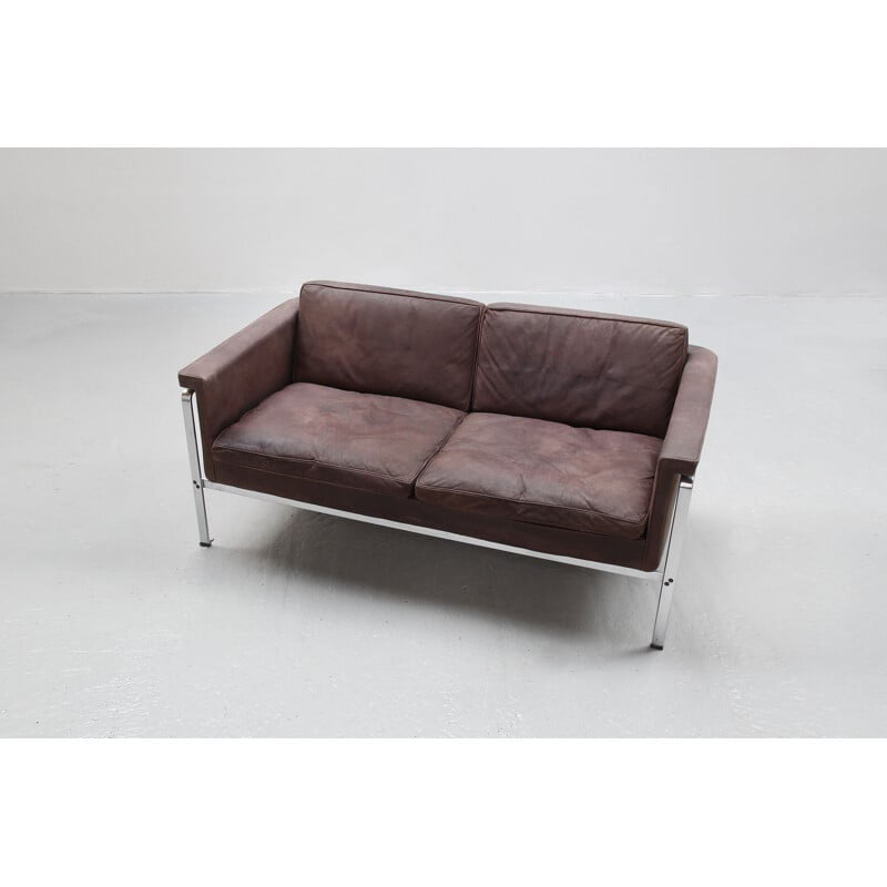 Vintage-Sofa aus braunem Leder von Horst Bràning für Alfred Kill International, Deutschland 1968