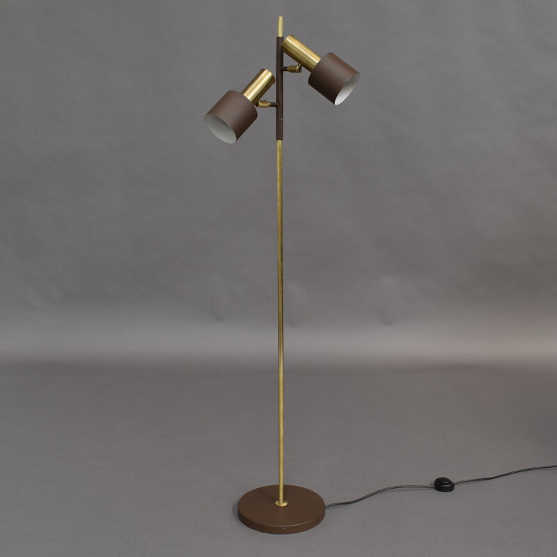 Vintage floor lamp for Fog & Mørup in brass and metal 1960s