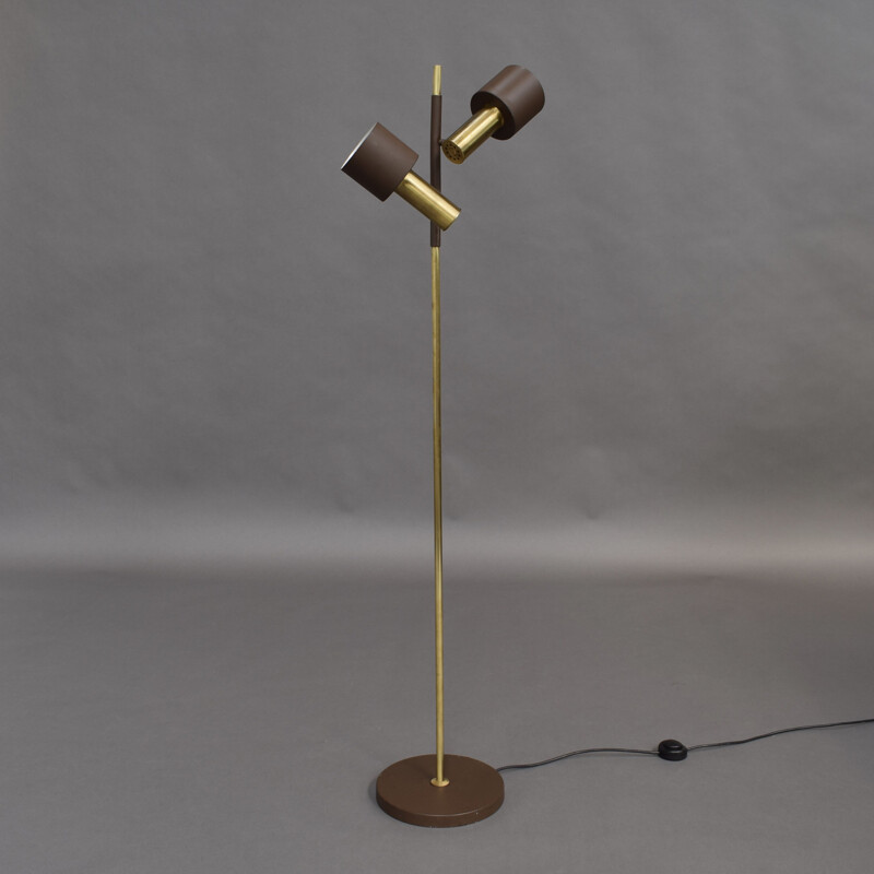 Vintage floor lamp for Fog & Mørup in brass and metal 1960s