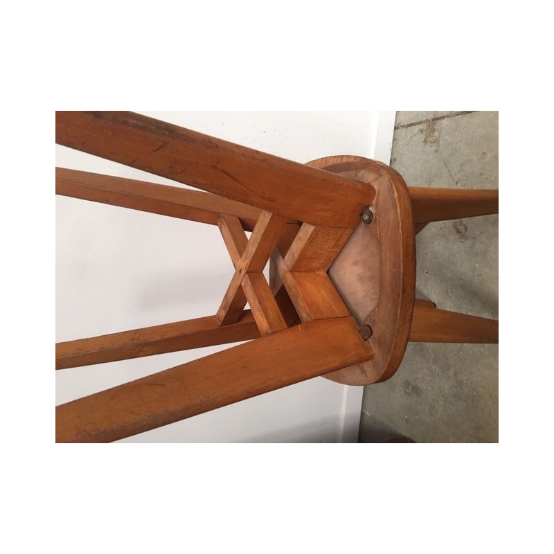 Pair of vintage french stools for Baumann in beech 1950