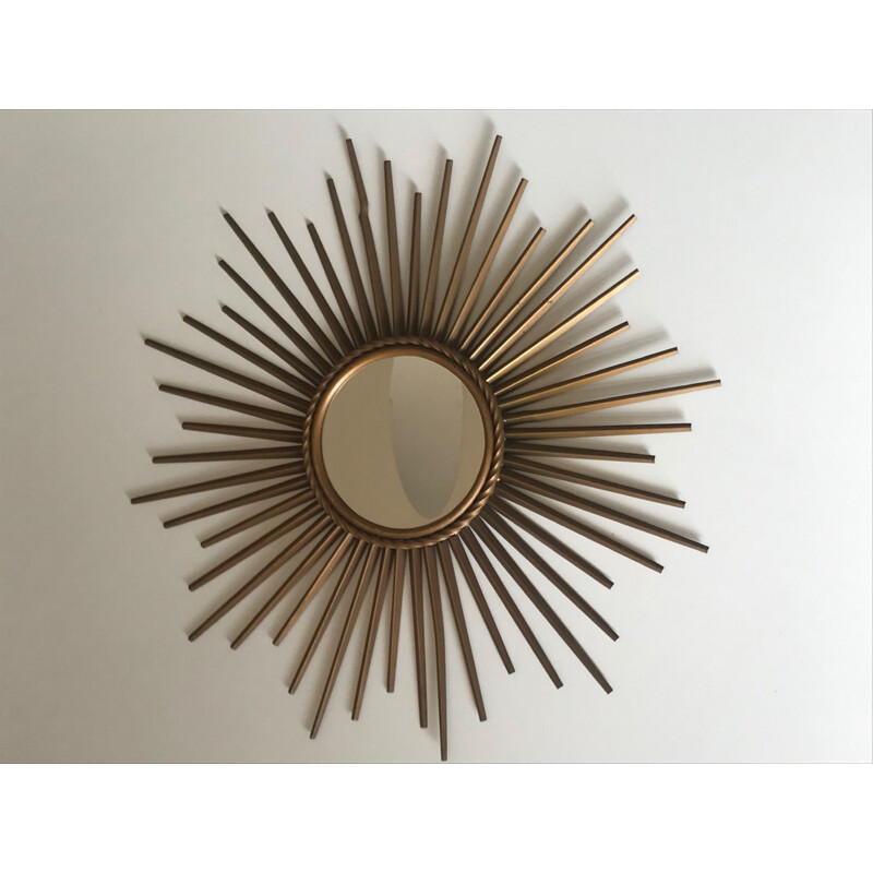 French vintage mirror in gold metal 1960