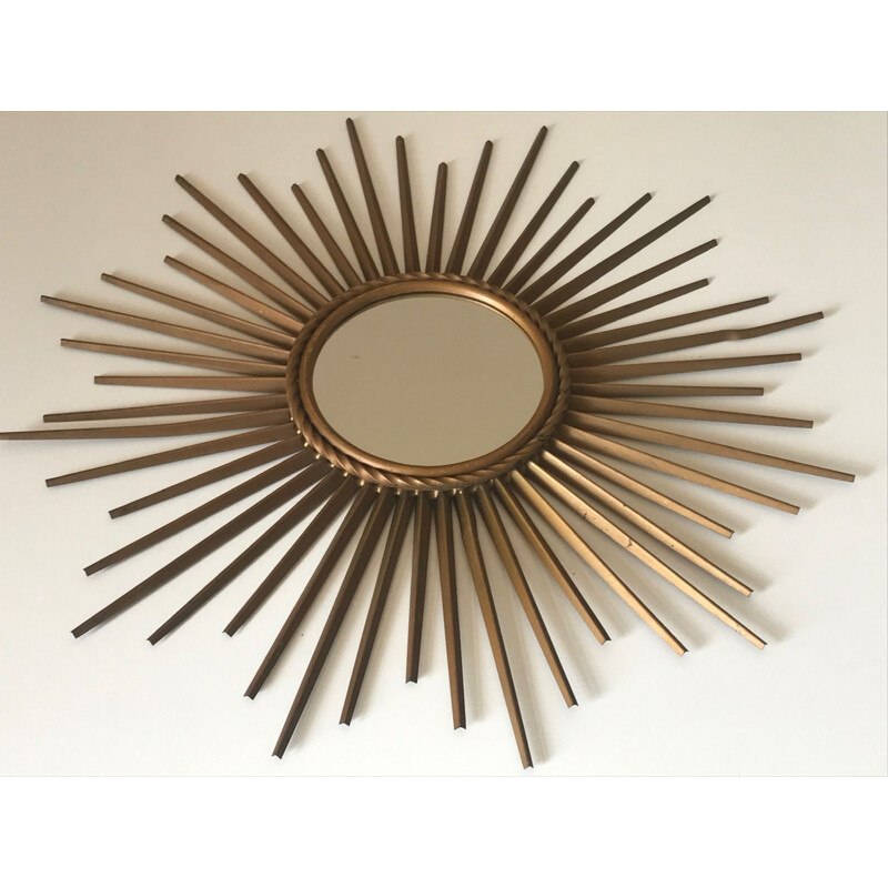 French vintage mirror in gold metal 1960