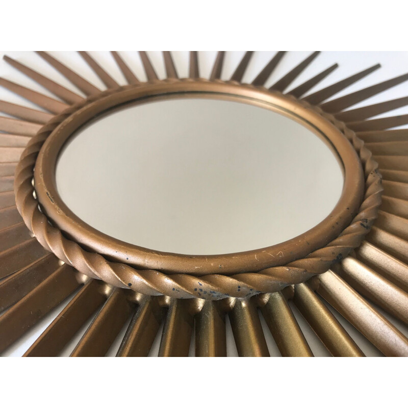 French vintage mirror in gold metal 1960