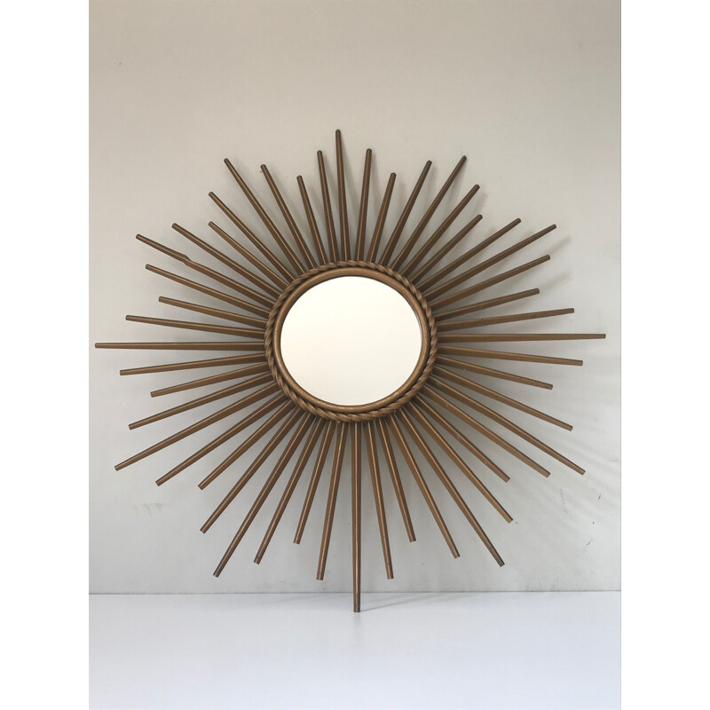 French vintage mirror in gold metal 1960