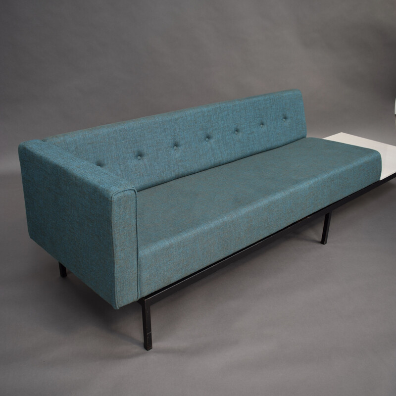 Vintage 070-series sofa for Artifort in blue fabric and with a marble coffee table