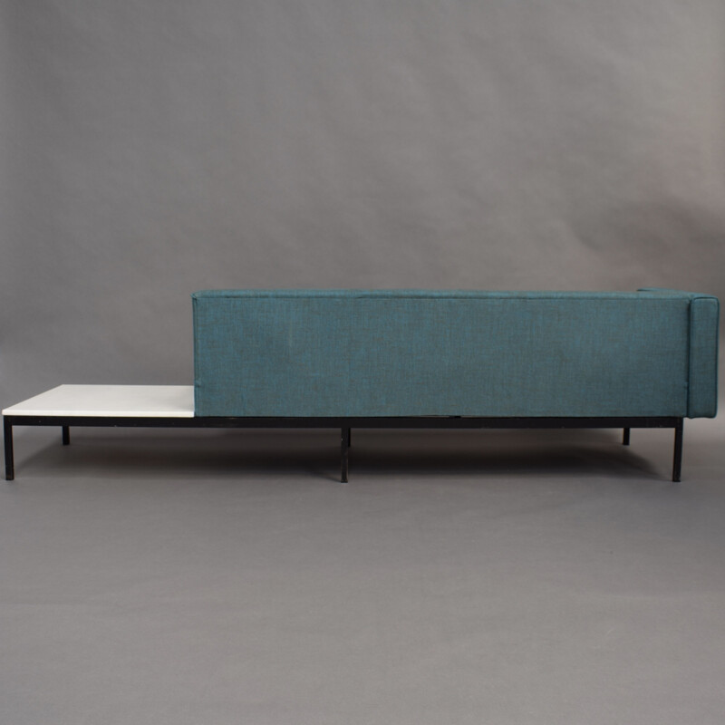 Vintage 070-series sofa for Artifort in blue fabric and with a marble coffee table