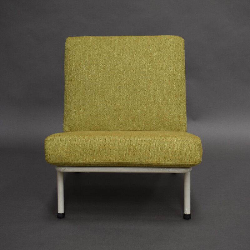 Vintage 013 armchair for Dux in yellow fabric and metal 1950s