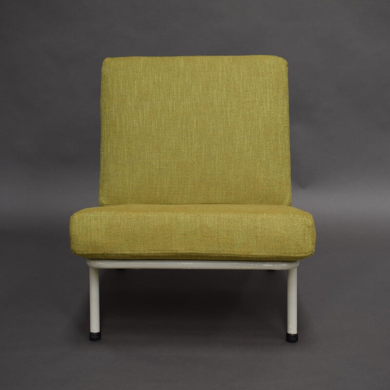 Vintage fauteuil 013 voor Dux in gele stof en metaal 1950