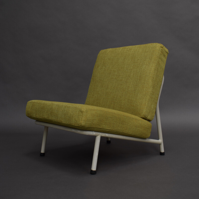 Vintage-Sessel 013 für Dux aus gelbem Stoff und Metall 1950
