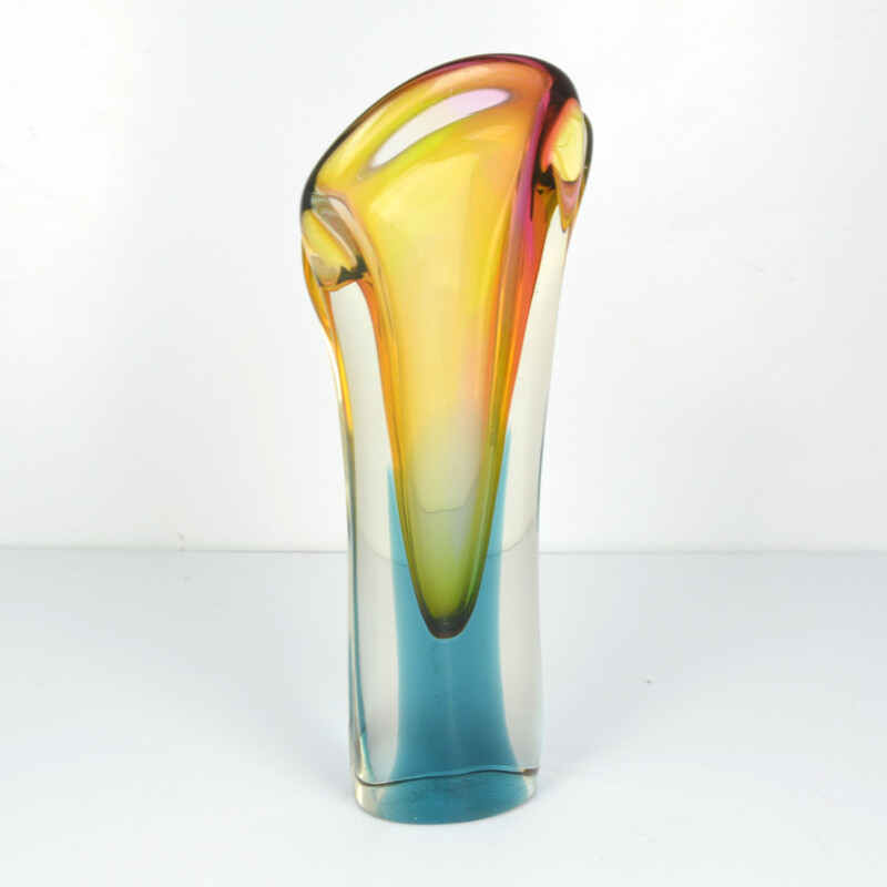 Vintage vase Rozinek in multicolor glass 1960s