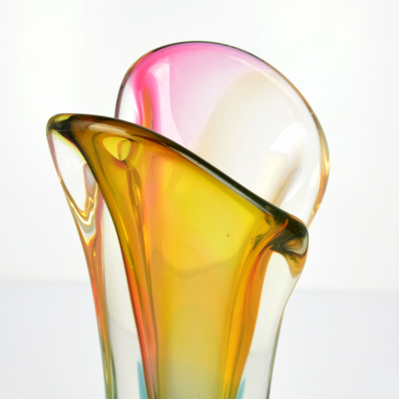 Vintage vase Rozinek in multicolor glass 1960s