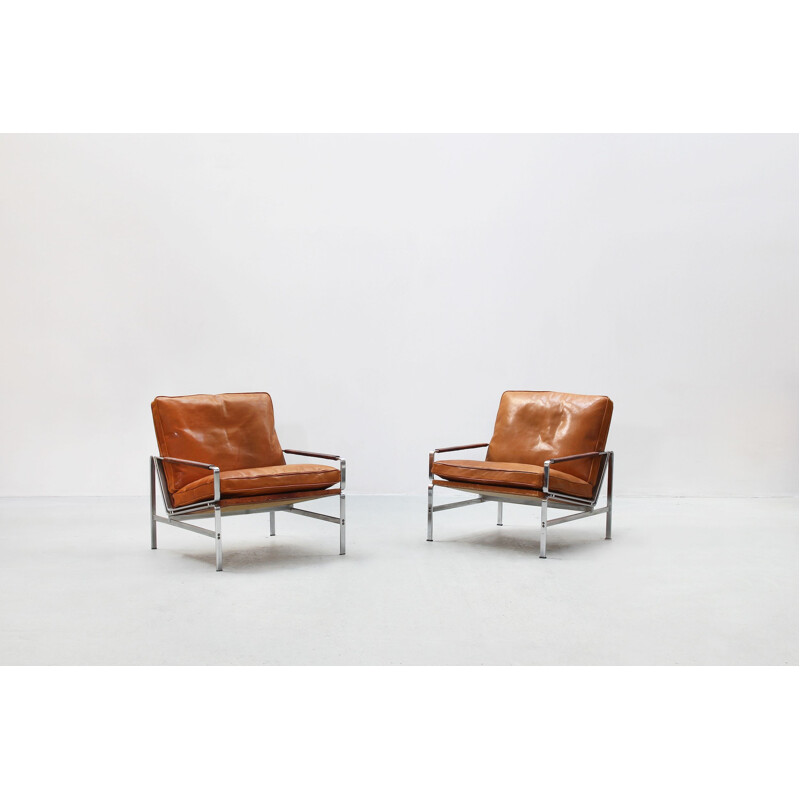 Vintage pair of lounge chairs by Preben Fabricius & Jørgen Kastholm for Alfred Kill International 1968