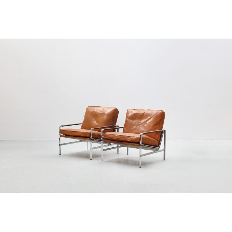 Vintage pair of lounge chairs by Preben Fabricius & Jørgen Kastholm for Alfred Kill International 1968