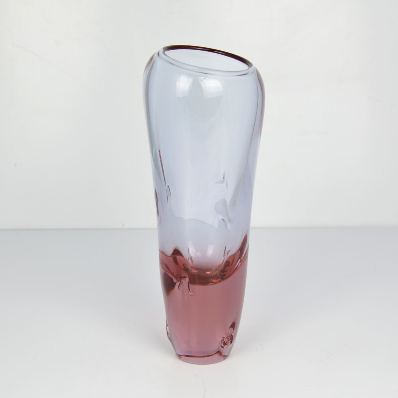 Vase vintage en verre M. Klinger, ELEZNY BROD 1960s