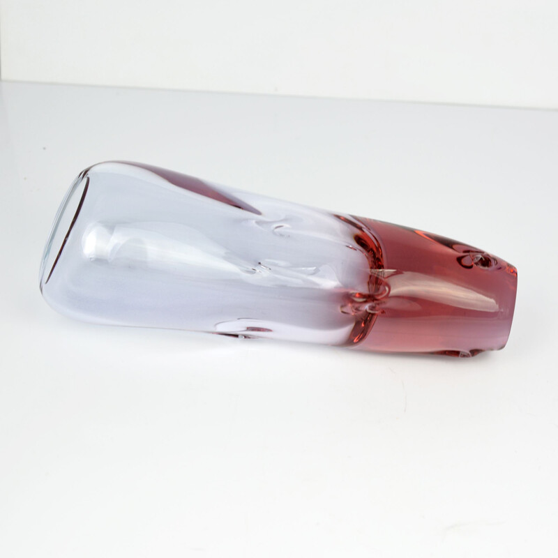 Vintage glass vase M. Klinger, ŽELEZNY BROD 1960s