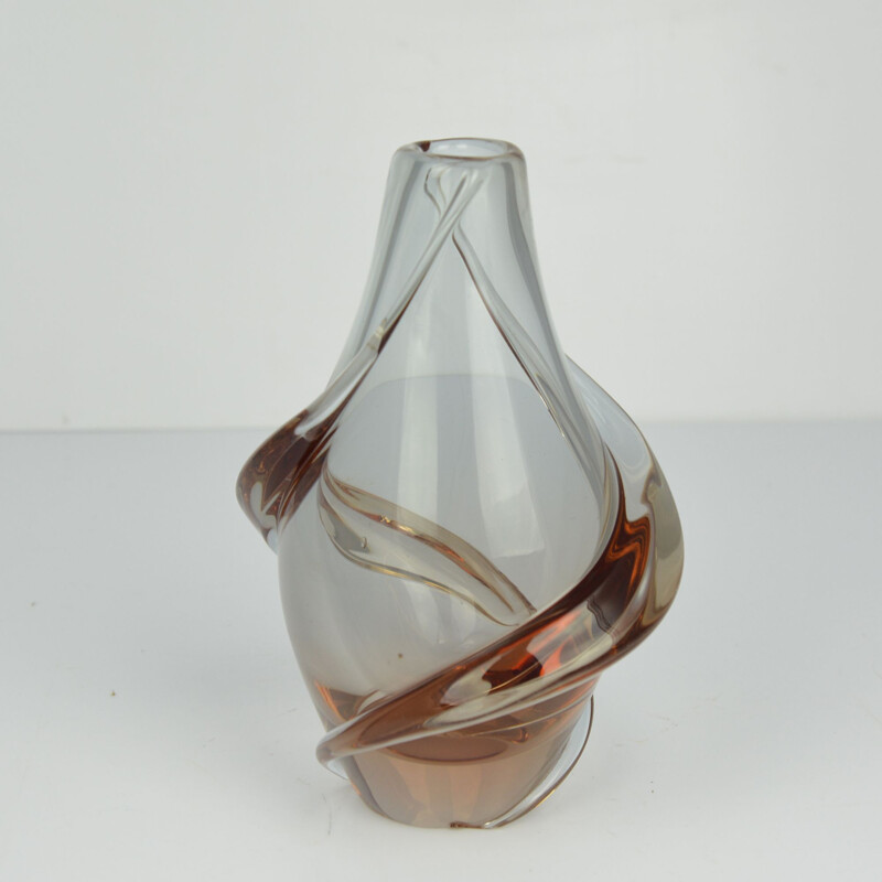 Vase vintage en verre Neodymium F. Zemek -ELEZNY BROD