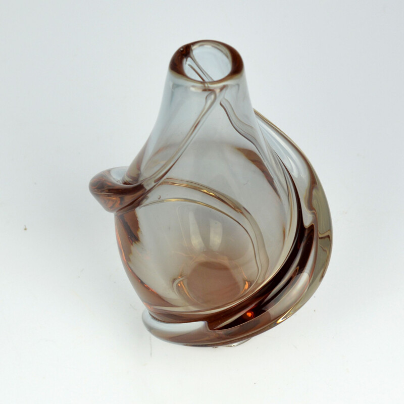 Vase vintage en verre Neodymium F. Zemek -ELEZNY BROD