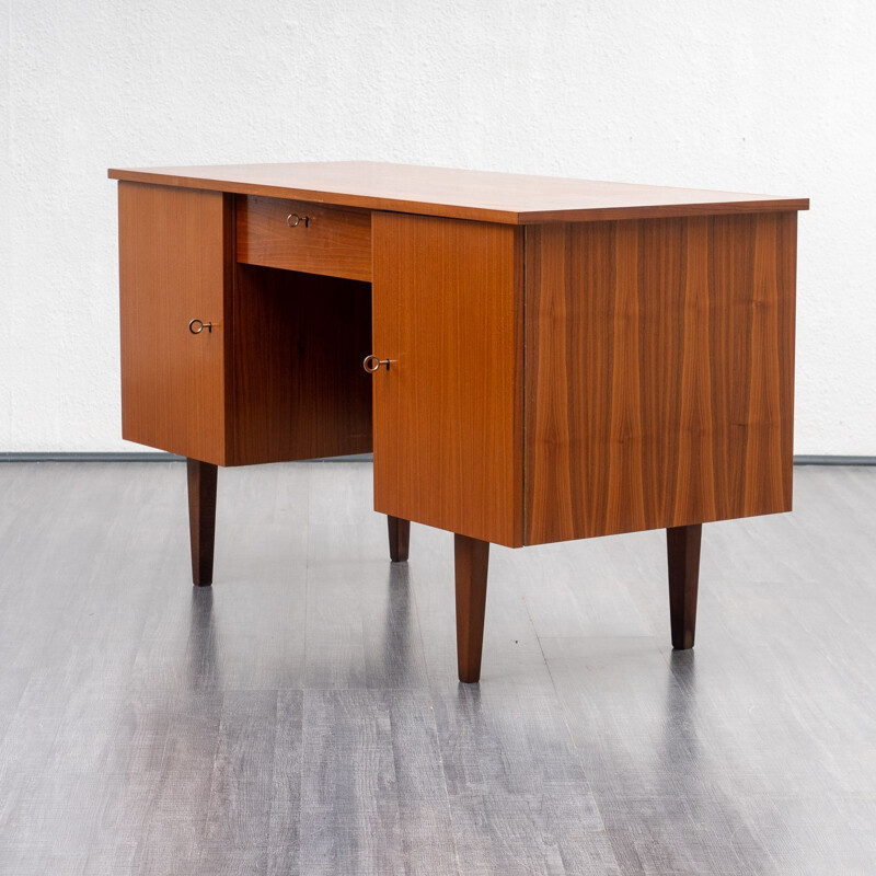 Vintage cubical 1960s desk, walnut