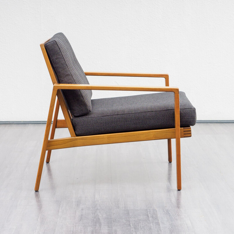 Vintage solid wood armchair, Knoll Antimott, reupholstered