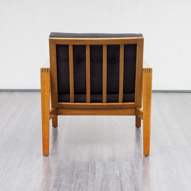 Vintage solid wood armchair, Knoll Antimott, reupholstered