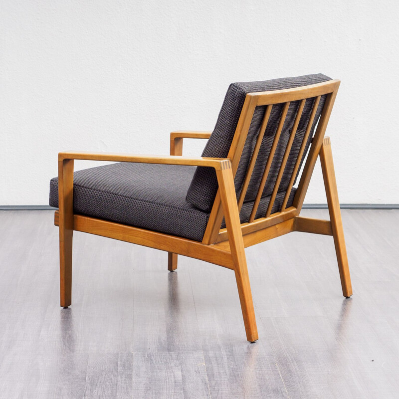 Vintage solid wood armchair, Knoll Antimott, reupholstered