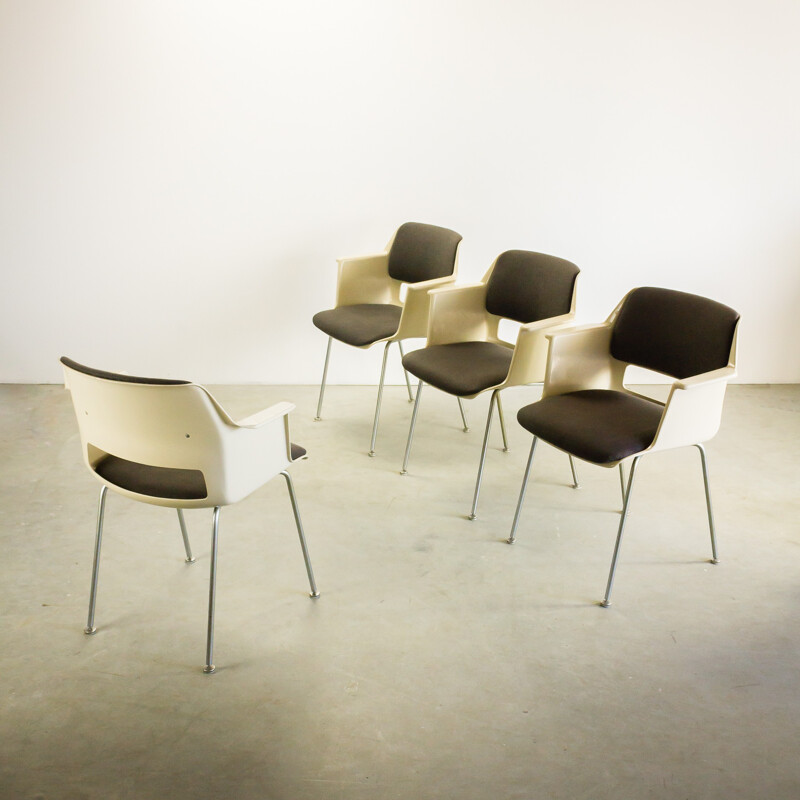 Gispen set of 4 dutch brown chairs, A.CORDEMEYER - 1960s