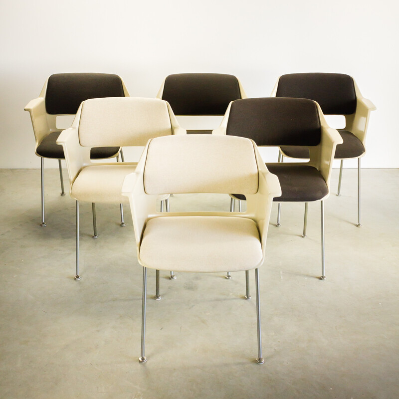 Gispen set of 4 dutch brown chairs, A.CORDEMEYER - 1960s