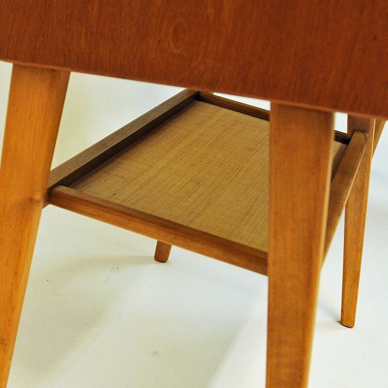 Pair of vintage bedside tables in teak and glass Sweden 1960s