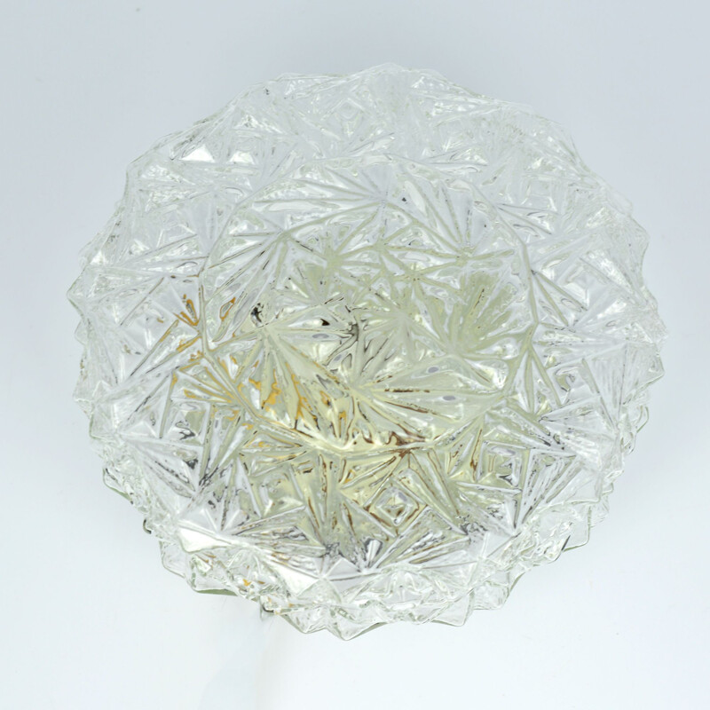 Vintage ceiling or wall lamp in glass by Glashütte Limburg Germany 1960s