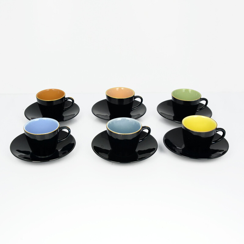 Set of 6 vintage colorful cups Ditmar Urbach, Czechoslovakia 1950s