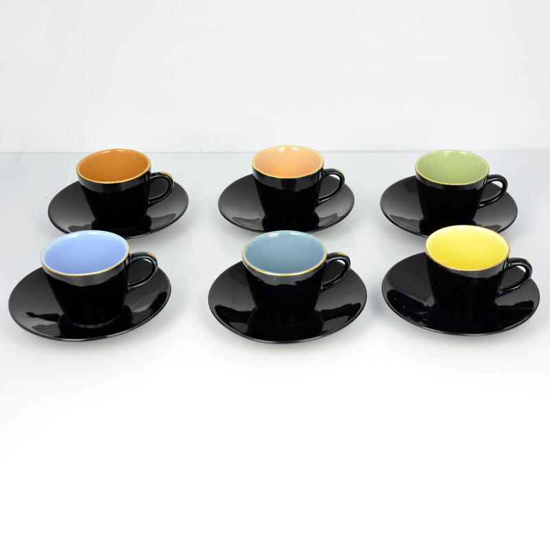 Ensemble de 6 tasses colorées vintage Ditmar Urbach, Tchécoslovaquie 1950s