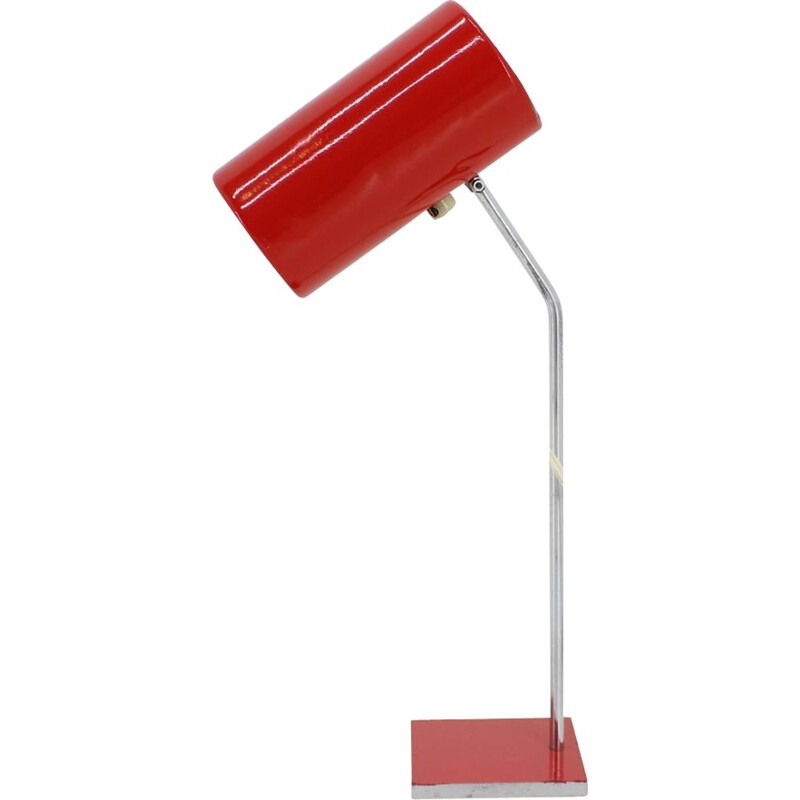 Vintage red table lamp Lidokov, 1960