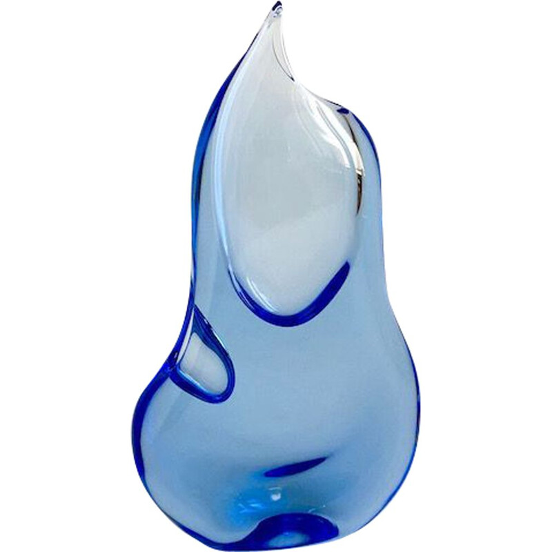 Vintage blue vase by J. Crvcek Bohemian in glass 1960s