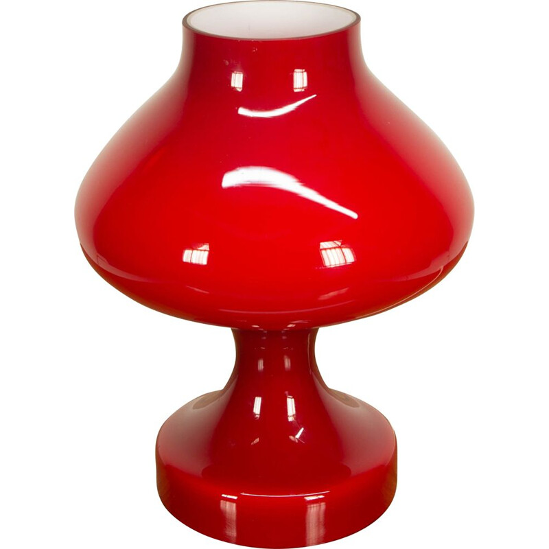 Vintage red table lamp for OPP Jihlava in glass 1970s