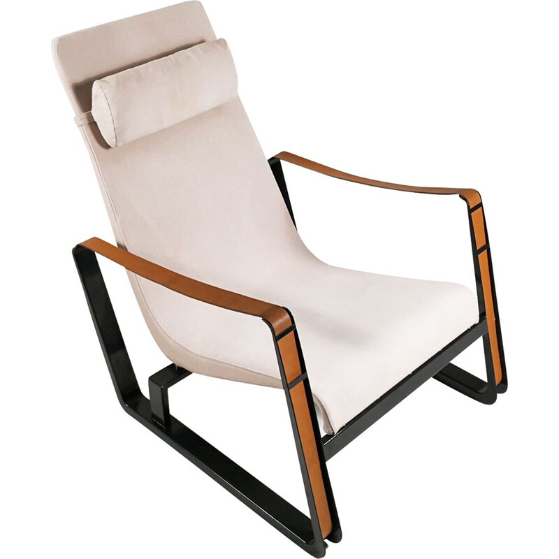 Vintage Cité armchair by Jean Prouvé for Vitra in leather and steel