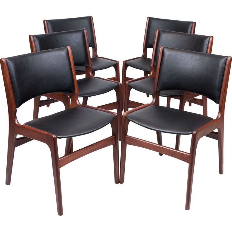 Set of 6 vintage dining chairs by Erik Buch Denmark 1960s