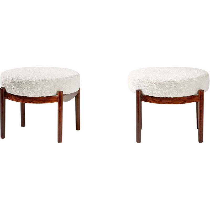 Pair of vintage ottomans in rosewood Denmark 1950s