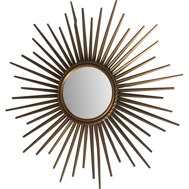French vintage mirror in gold metal 1960