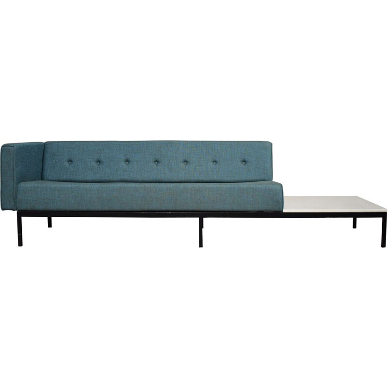 Vintage 070-series sofa for Artifort in blue fabric and with a marble coffee table