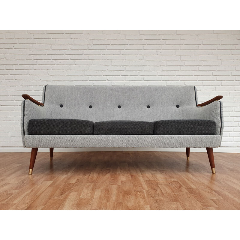 Vintage sofa grey in mahogany Scandinavian 1970s
