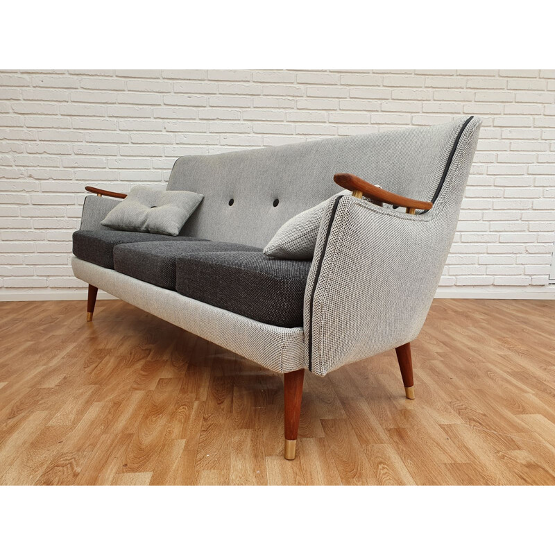 Vintage sofa grey in mahogany Scandinavian 1970s